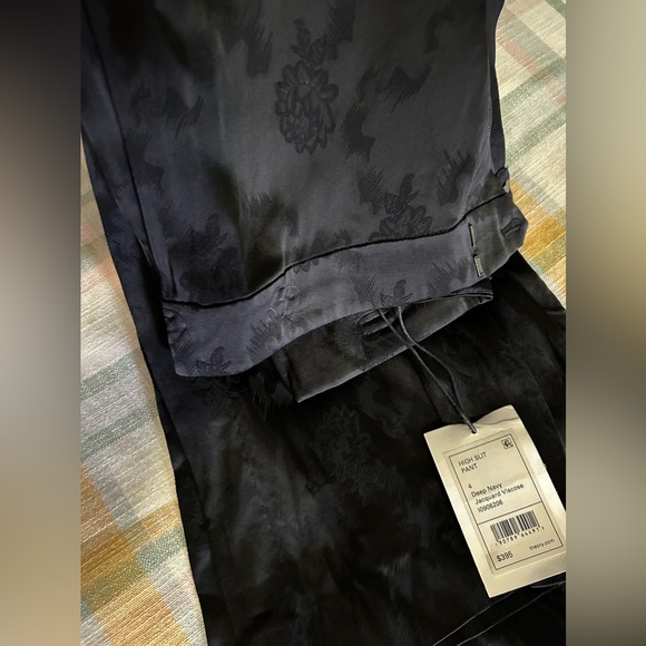 $395 NWT THEORY Size 4 HIGH RISE WIDE SLIT JACQUARD VISCOSE PANTS DEEP NAVY - Picture 11 of 16